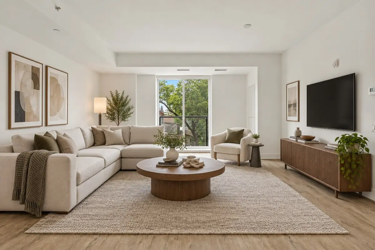 Living room before and after — after