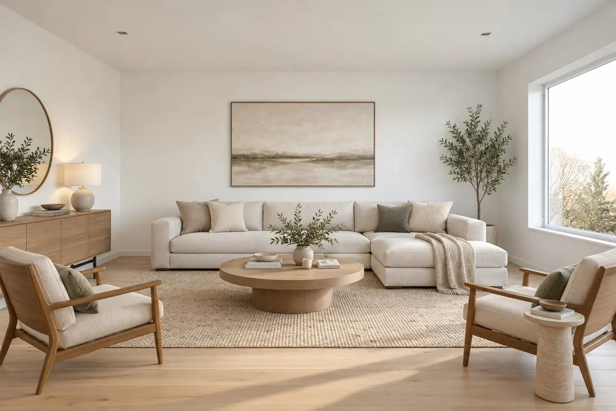 Living room before and after — after